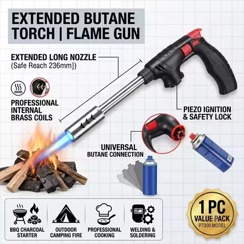 Extended Butane Torch Long Tube Gas Blow Torch For Outdoor Camping BBQ Charcoal Starter Cooking Weld