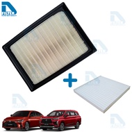 ชุดกรองอากาศ + กรองแอร์ Toyota โตโยต้า All New Yaris Ativ 2023-2024,Veloz 2022-2024 By D Filter (ไส้