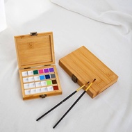 Bamboo Wood Watercolor Paint Box 36 Compartments Empty Box Paint Material Paint Wooden Box Half Bloc