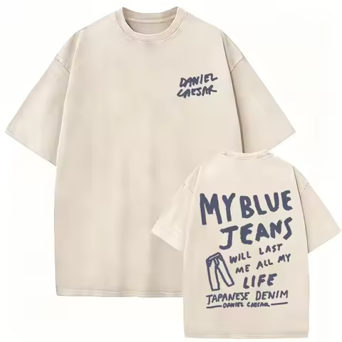 Washed Vintage Rapper Daniel Caesar My Blue Jeans Will Last Me All My Life Japanese Denim T-shirt Me