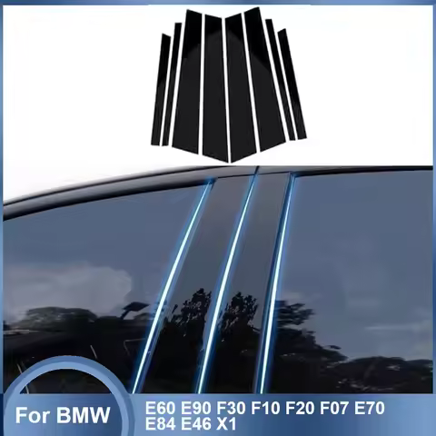 6Pcs/Set Carbon Fiber Black Window B-pillar Decorative Stickers For BMW E60 E90 F30 F10 F20 F07 E70 