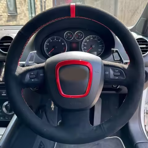 Black Suede Car Steering Wheel Cover Braid For Audi A3 8P Sportback A4 B8 Avant A5 8T A6 C6 A8 D3 Q7