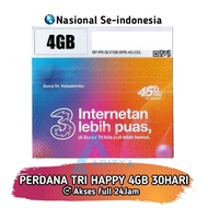 [TERMURAH] Kartu Perdana Tri Happy 4GB 30Hari Nasional