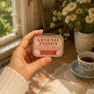1pc Vintage Arsenic Poison Print Mini Pill Box, Retro Pharmacy Style Portable Metal Storage Case For