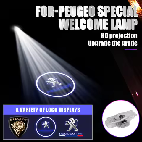 2Pcs Peugeot Car Door Welcome Light LED Laser Projector Lamp For Peugeot 2008 208 301 RCZ 407 608 40