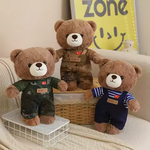 30cm Lovely Army Teddy Bear Stuffed High Quality Animal Cos Suit Military Enthusiast Gifts