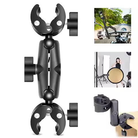 Camera Double Clip Crab Clamp For GoPro Moto Bicycle Handlebar Clip Bracket For Insta 360 GoPro 12 S