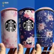 Ins Starbucks Cup Starbucks 2019 Spring Cherry Blossom Bloom Sun Cherry Blossom/Night Cherry Double Layer Mug Coffee Cup Water Cup 12oz