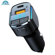 OPENMALL Bluetooth 5.0 Car Charger Fast Charging USB Type C Car Phone Charger FM Transmitter Handsfree MP3 Music Player C34 B2E1
