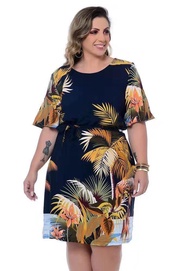 Blue Leaf plus size women dress casual dress overlap boho hawaiian midi bodycon dress for women