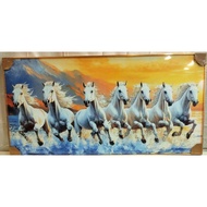 7 White Horses Wall Frame - 60 x 120cm