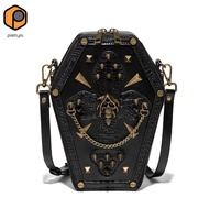 prettyia Crossbody Bag with Shoulder Strap Studded Gothic Purse with Macabre-Gothic Casket Bag for G