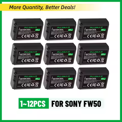 PUJIMAX NP-FW50 1500mAh Lithium Camera Battery for Sony ZV-E10 A6400 A6500 A6000 A7 II A7R II A7S II