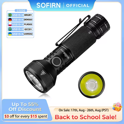 Sofirn IF22A 21700 USB C Rechargeable Powerful LED Flashlight SFT40 2100lm 680M Throw Reverse Chargi