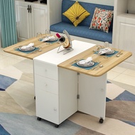ZQH Foldable Dining Table With Drawer Kitchen Storage Cabinet Household Folding Table With Wheel Mob