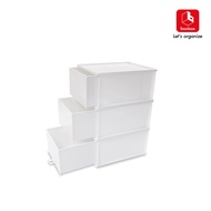 boxbox No.9955TT (แพค 3 ใบ) สีขาวลิ้นชักใสกล่องลิ้นชัก กล่องอเนกประสงค์ใบใหญ่ กล่องเก็บของ กล่องลิ้น