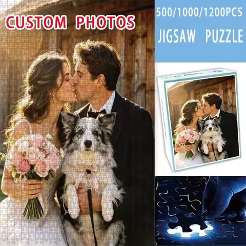 35/300/500/1000pcs Personalized Custom Photo Puzzle Pet Photos Puzzle Box From Memory Photo Gift
