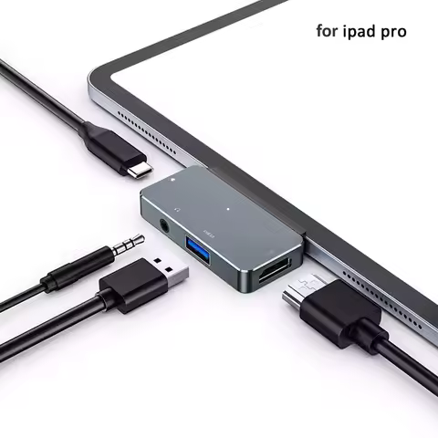 OUTMIX USB Type-C Hub Adapter with USB-C PD Charging USB 3.0 & 3.5mm Headphone Jack HDMI-compatible 