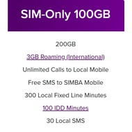 SIMBA 100GB Data Plan or Main Account $10 Top Up / Recharge /  Renew