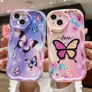 Glossy Fantastic Butterfly Casing For OPPO A12 A12e A7 AX7 A5S AX5S AX5 A3S Reno 5z 6z 5K 8T 7Z 8Z 7 8 Lite 4 6 5 10 Pro+ Case Romantic Butterfly Flying Cream Wave Edge Soft Cover