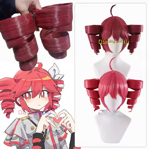 Anime Kasane Teto Cosplay Costumes Women Cute Red Ponytail Wig High Heat Resistant Hair Teto Role-pl