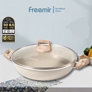 Freemir wok pan 30 cm with lid beige double