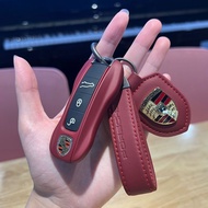Porsche key cover macan Cayenne Cayman taycan 718 Boxster 911 Panamera key dark red protective case