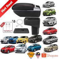 7 USB Port Car Arm Rest Armrest Console Box Organizer Double Layer Storage Proton Perodua Armrest