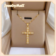 สร้อยคอ18kอิตาลีแท้ สร้อยคอไม้กางเขนเพทายได้ เก็บเงินปลายทางได้ ความยาว 45-50 เซนติเมตร ซื้อครบชุดคุ