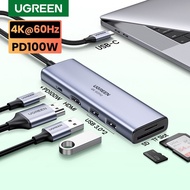 Ugreen USB-C Hub 70411 CM195 15531 CM498 USB Type C to HDMI USB 3.0 SD/TF PD100W, Aluminum Case