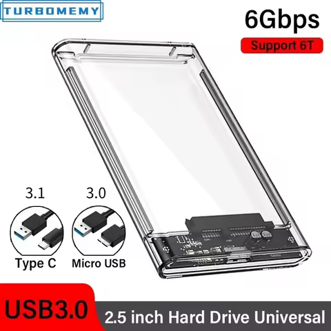 USB 3.0 External Hard Drive Enclosure 2.5 inch SATA to USB3.1 Clear Portable Hard Drive Case 6Gbps S