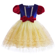 ZZOOI Snow White Velvet Dress Lace Bow Princess Clothes Kids Game Playing Sets Crown Glitter Tulle F