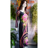 SOFT Chiffon Ao Dai + Elastic Waist Pants SET — Bust 90 • Waist 76 • Length 124 • Pants 98 — Size L 