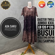 Daster Baju Tidur Lengan Pendek Twill Pekalongan Motif Batik Abstrak Busui Friendly Resleting Depan 