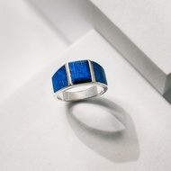 AR-Kang Collection** AKR698 แหวนผู้ชายเงินแท้ประดับ Lapis ชุบ Rhodium (Silver92.5%)