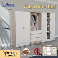 MESRA-6X9 Wardrobe / 3Door Wardrobe / 3 ft 3Door / 4 Kaki Almari Baju Sliding / Bedroom Set / Almari