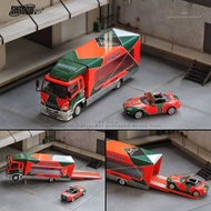 [現貨] 1∶64 車模 SP 三菱FUSO運輸車+萬事得MX5套裝 利曼24 Hours  橙綠塗裝 右軚版 合金汽車 貨車模型