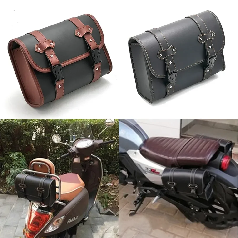 กระเป๋ารถจักรยานยนต์ saddlebags กระเป๋าหนัง PU ด้านหน้ามีกระเป๋าอานม้า, สำหรับ Harley Chopper bobber