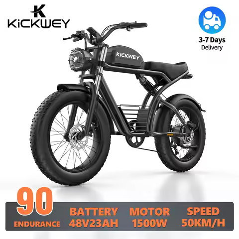 KICKWEY K7 Adult E-Bike 1500W Motor 48V 23AH Battery Mountain Electric Bike 20-Inch Fat Tire E-Mount