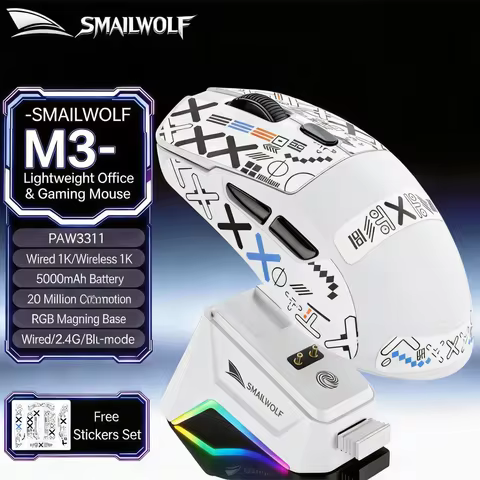 SMAILWOLF M3pro Bluetooth Wireless 2.4g Gaming Mouse Thin and Light PAW3311 Notebook Desktop Compute