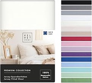 VelvetHome Fitted Sheet 200x220 cm, 100% combed cotton, Made in EU, 165 g/m², Bed Sheet 200 x 220 to