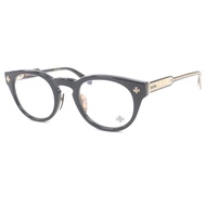 狀況極佳 □ CHROME HEARTS DINGALONGLINGLONG 18KGP 波士頓鏡框眼鏡，黑色和金色，尺寸 49□24-147，示範鏡片，日本製造，總重量 33 克，男士