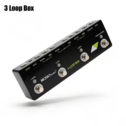 MOSKY 3 Loop Box True Bypass Loop Switcher Pedal with Tuner Mute Function, Compact Metal Enclosure f