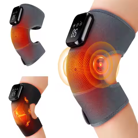 Electric Heated Knee Massager, 3 Heat Levels 3 Vibration Modes Knee Massage Belt, Knee Support Wrap 
