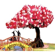 Anniversary Pop Up Card, 3D Love Tree Hearts with Couple, Wedding Anniversary Card for Wife, Husband