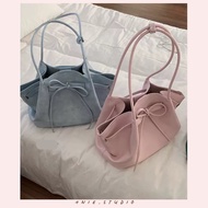1NIE.STUDIO | Sweet Korean-style Pu Leather Tote Bag with Bow – Fashionable Large Shoulder Bag for S