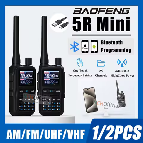 Multipack Baofeng UV5R Mini Walkie Talkie Mobile APP Bluetooth Programming 2200mah High Capacity AM 