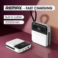 HXR Remax 10000 20000mAh 22.5W Fast Charging Mobile Powerbank Ultra Compact Quick Charge Built-in Cable External Digital Display Mini Slim Portable Charger 充电宝