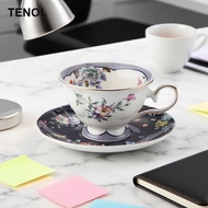 [TENOL] Ceramic Coffee Cup with Saucer, Novelty 180ml Latte Cup Set, Tea Cup for Wedding