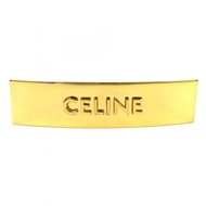 【5積分】成色極佳 △ CELINE Logo 方形髮夾 發卡 髮飾 金色 義大利製造